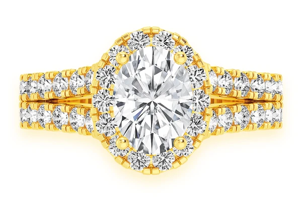 Sphinx - 1.00ct Oval Solitaire - Two Row Split Scallop - Diamond Engagement Ring - All Natural Vs Diamonds