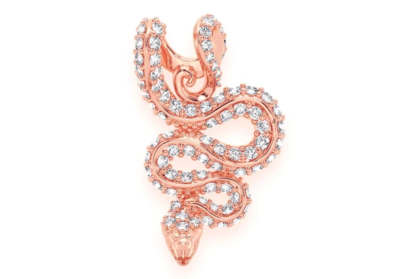 Attacking Snake Diamond Pendant 14k Solid Gold 0.60ctw