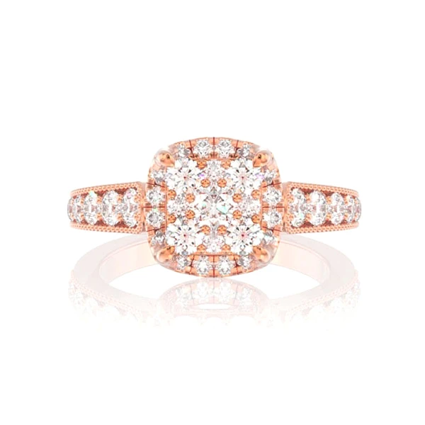 1.00ctw Square Pave Center - Diamond Engagement Ring - All Natural 