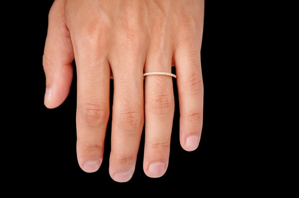 One Row Round Diamond Band 14k Solid Gold 0.15ctw