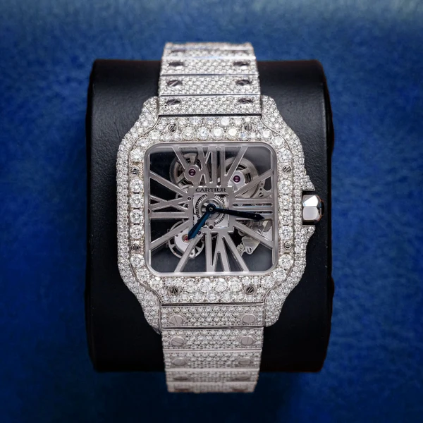 Cartier - Santos Skeleton Iced Out - Stainless Steel