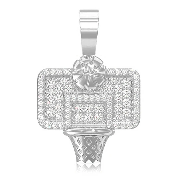 Basketball Hoop Diamond Pendant 14k Solid Gold 1.00ctw