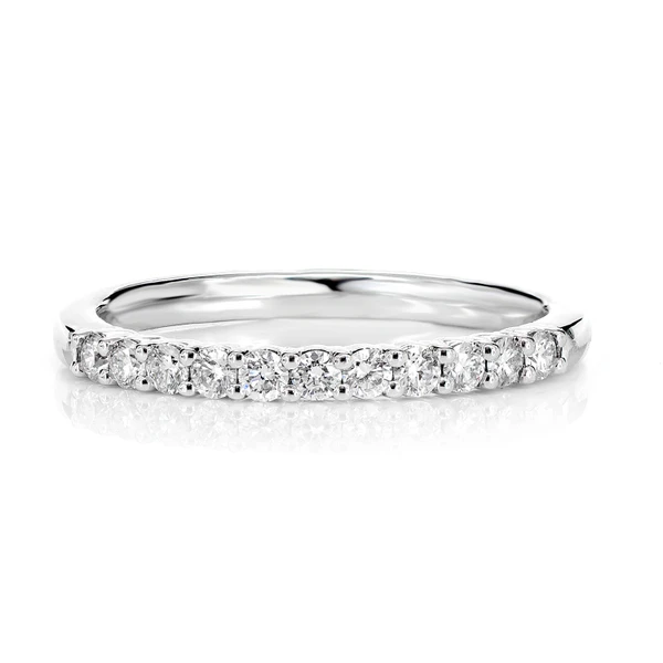 Eleven Stone Shared Prong Diamond Band Ring 14k Solid Gold 0.25ctw