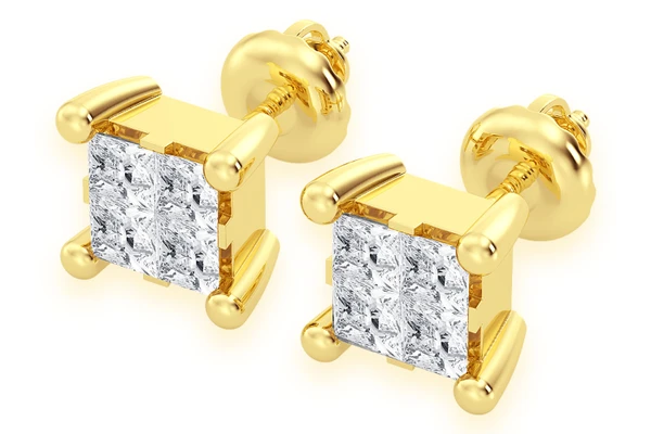 0.50ctw Quad Stud Diamond Earrings 14k Solid Gold 