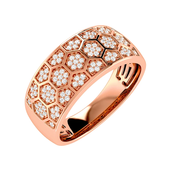 Honeycomb Diamond Band Ring 0.25ctw 14k Solid Gold