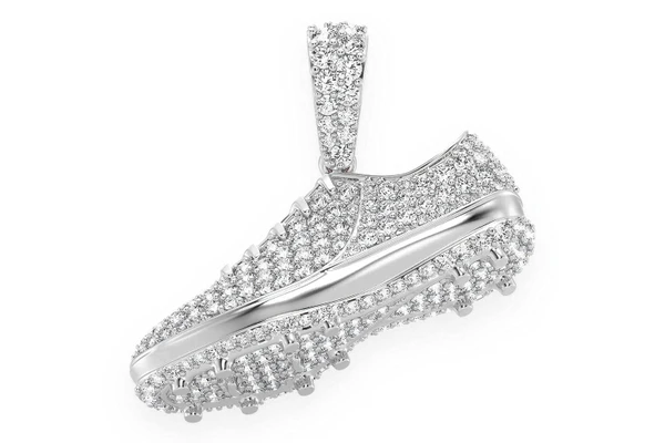 Soccer Futbol Cleat Diamond Pendant 14k Solid Gold 1.33ctw