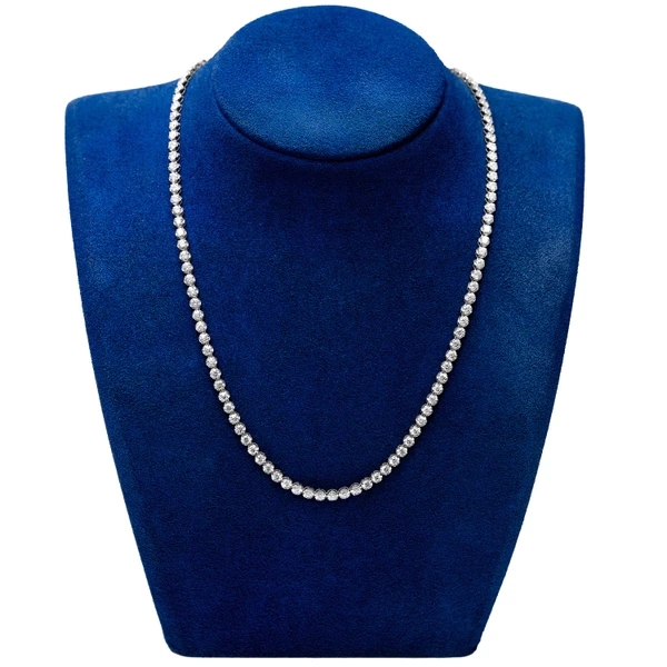 13pt Crown Set Diamond Tennis Necklace 14k Solid Gold 16.00ctw 