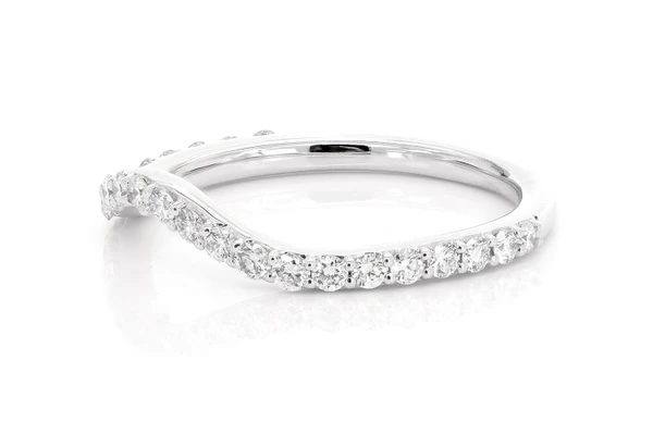 Pitch B Curved Diamond Band 14k Solid Gold 0.40ctw