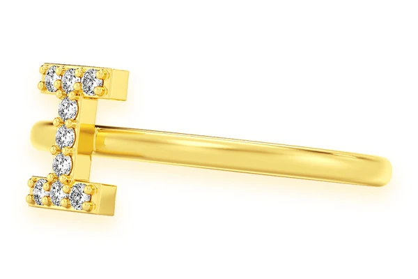 Alphabet Any Letter Diamond Ring 14k Solid Gold 0.05ctw