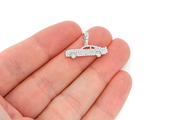 Muscle Car Diamond Pendant 14k Solid Gold 0.60ctw
