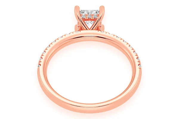 Thinn - 0.75ct Princess Solitaire - One Row Under Halo - Diamond Engagement Ring - All Natural