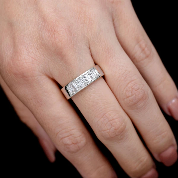 Diamond Baguette Channel Set Band Ring 14k Solid Gold 0.75ctw