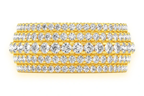 5 Row Round Diamond Band 14k Solid Gold 2.00ctw
