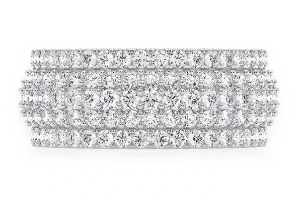 Five Row Diamond Band 14k Solid Gold 2.45ctw