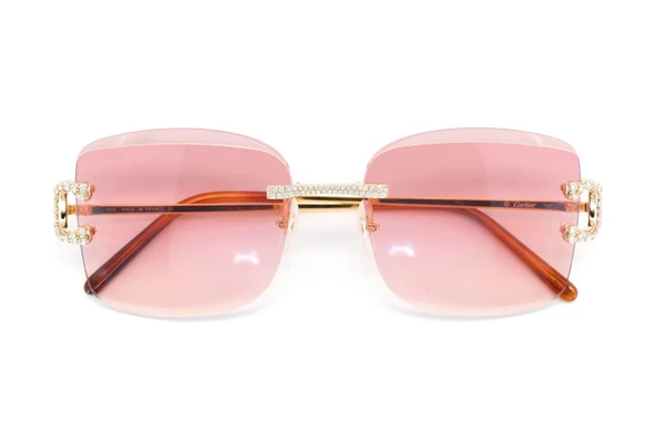 Cartier Glasses Iced Out Diamonds Rimless - 2.00ctw - Yellow Gold