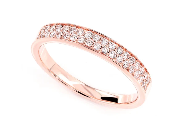 Two Row Border Diamond Band Ring 14k Solid Gold 0.33ctw