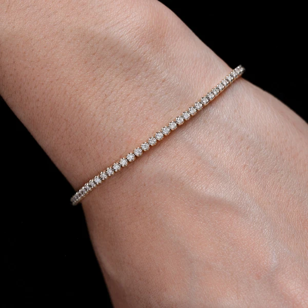 Diamond Crown Set Link Bracelet 14k Solid Gold 1.00ctw