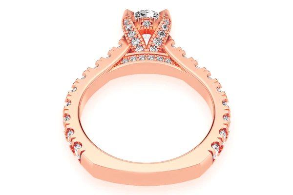 1.00ct Oval Solitaire - Single Row Scallop - Diamond Engagement Ring - All Natural Vs Diamonds