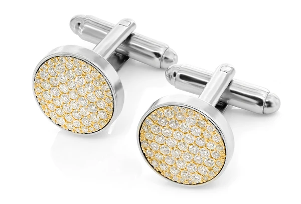 Round Diamond Cuff Links 14k Solid Gold 1.50ctw