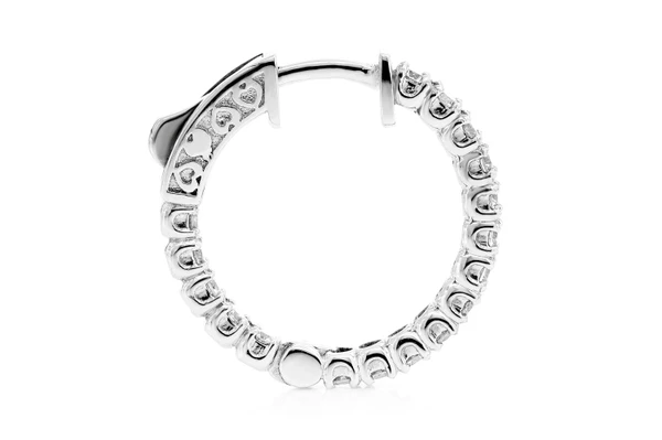 Round Inside-Out Diamond Hoop Earrings 14k Solid Gold 1.85ctw