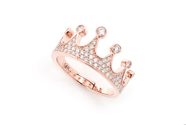 Crown Diamond Ring 14k Solid Gold 0.70ctw