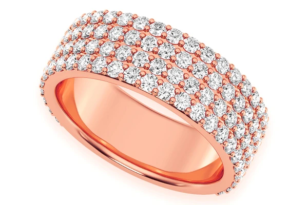  Four Row Round Diamond Band 14k Solid Gold 1.50ctw