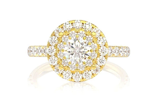 1.00ctw - Round Double Halo - Diamond Engagement Ring - All Natural