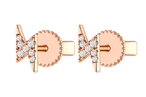 Lightning Bolt Stud Diamond Earrings 14k Solid Gold 0.05ctw