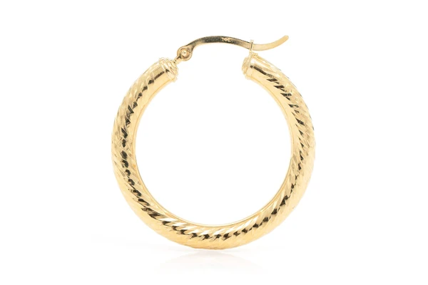 4MM Diamond-Cut Hoop Earrings 14k Solid Gold Medium