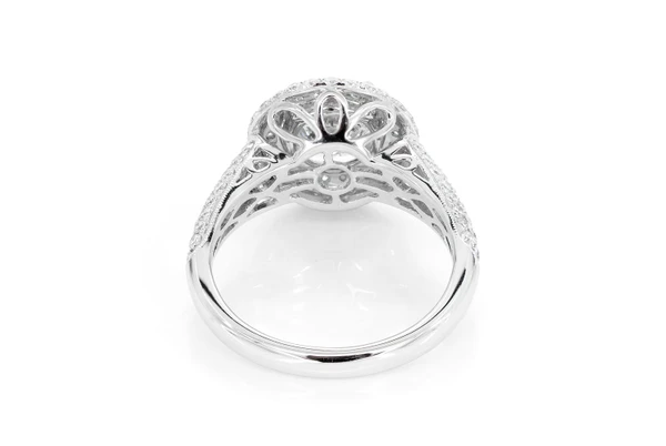 1.50ct Round Solitaire - Double Halo - Diamond Engagement Ring - All Natural