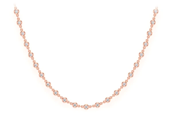 Eternity Round Bezel Set Diamond Necklace 14k Solid Gold 2.66ctw