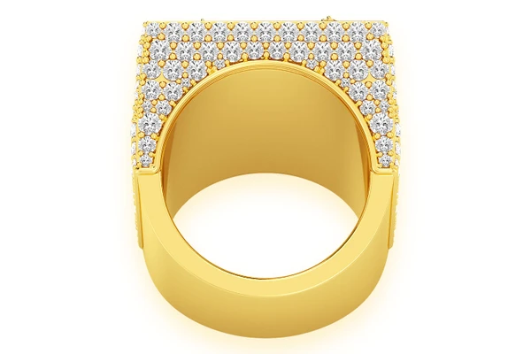 Korean Flag Signet Diamond Ring 14k Solid Gold 4.50ctw 