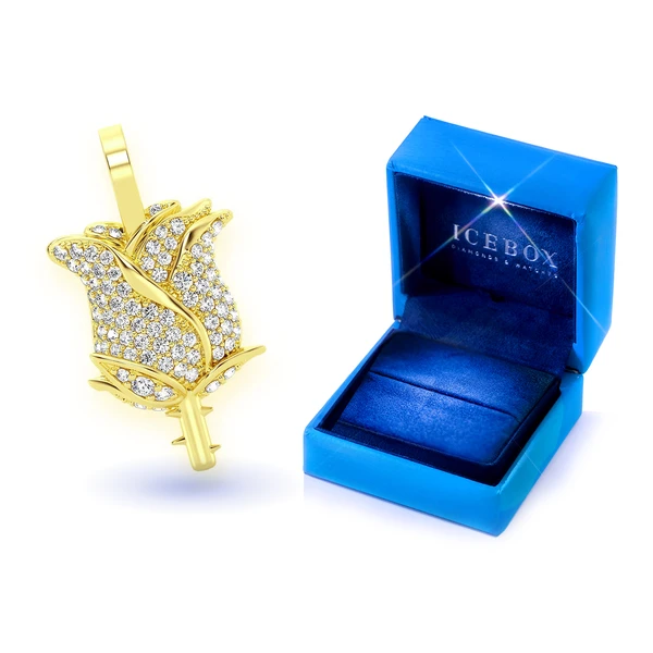 Rose Flower Diamond Pendant 14k Solid Gold 0.33ctw