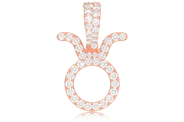 Taurus Zodiac Diamond Pendant 14k Solid Gold 0.75ctw 