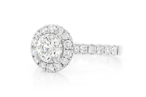 1.00ct Round Solitaire - Halo - Diamond Engagement Ring - All Natural