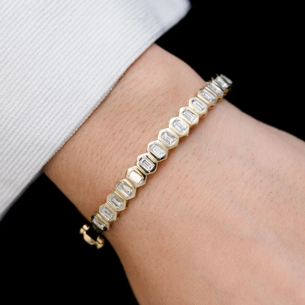 Hinged Baguette Bezel Cut Diamond Bangle Bracelet 14k Solid Gold 1.35ctw