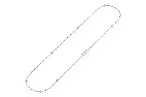 Diamond Bead Rosary Chain 14k Solid Gold 2.75ctw