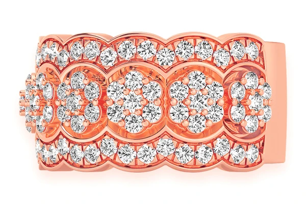 Ripple Border Diamond Ring 14k Solid Gold 1.75ctw 