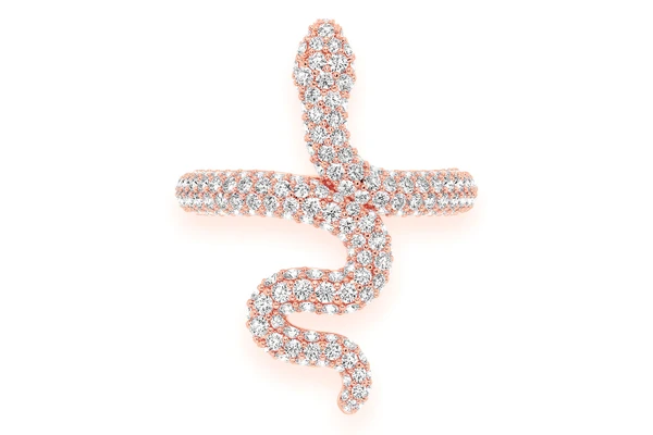Wrapped Snake Diamond Ring 14k Solid Gold 2.00ctw