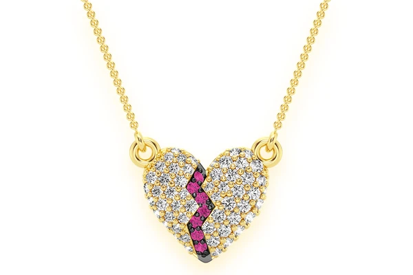 Heartbreaker Diamond Necklace Connected 14k Solid Gold 0.35ctw
