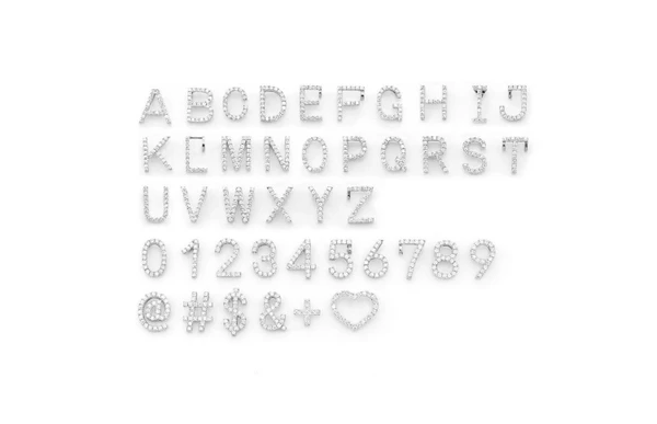Letters & Numbers Diamond Pendant 14k Solid Gold .10ctw