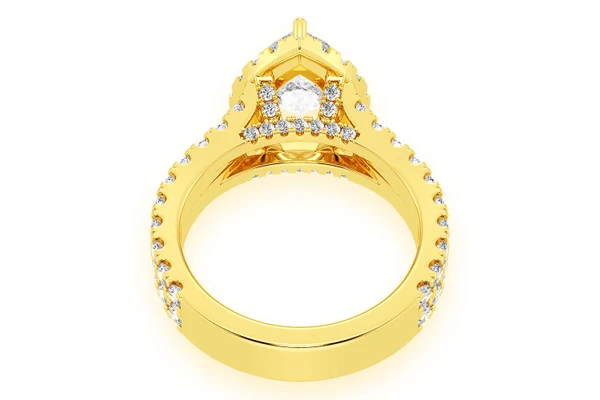 Sphinx - 2.00ct Pear Solitaire - Two Row Split Scallop - Diamond Engagement Ring - All Natural Diamonds