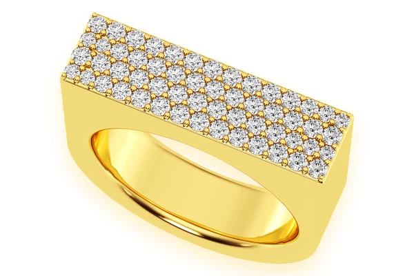  Flat Top Signet Ring 14k Solid Gold .50ctw