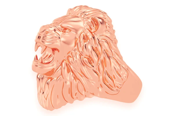 Plain Lion Head Ring 14k Solid Gold 