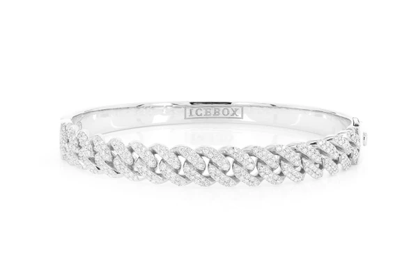 Miami Cuban Diamond Bangle 14k Solid Gold 1.65ctw