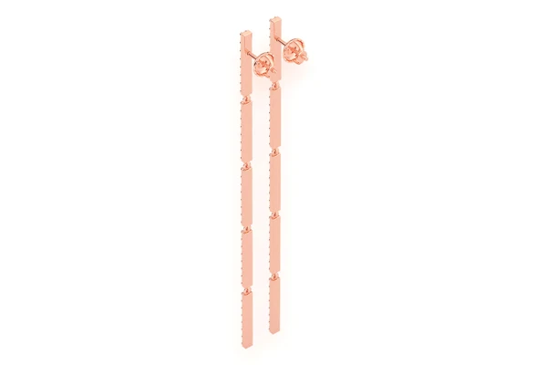 Dangling Five Bar Earrings 14k Solid Gold 2.10ctw