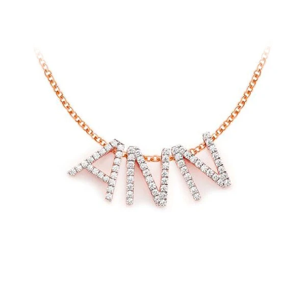 Letters & Numbers Diamond Pendant 14k Solid Gold .10ctw