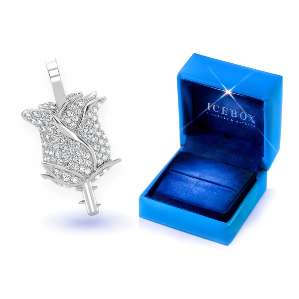 Rose Flower Diamond Pendant 14k Solid Gold 0.33ctw