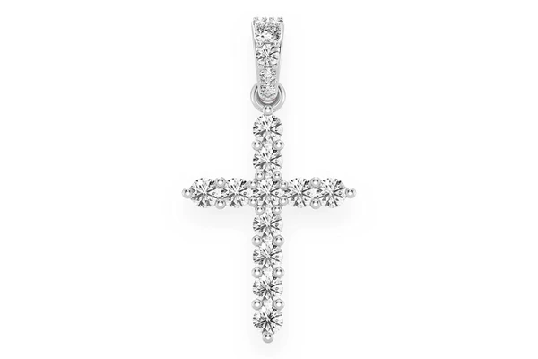 Basket Cross Diamond Pendant 14k Solid Gold 0.40ctw