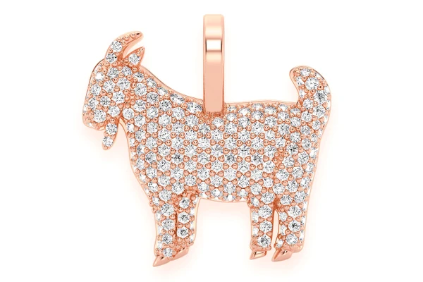 Goat Diamond Pendant 14k Solid Gold 0.66ctw